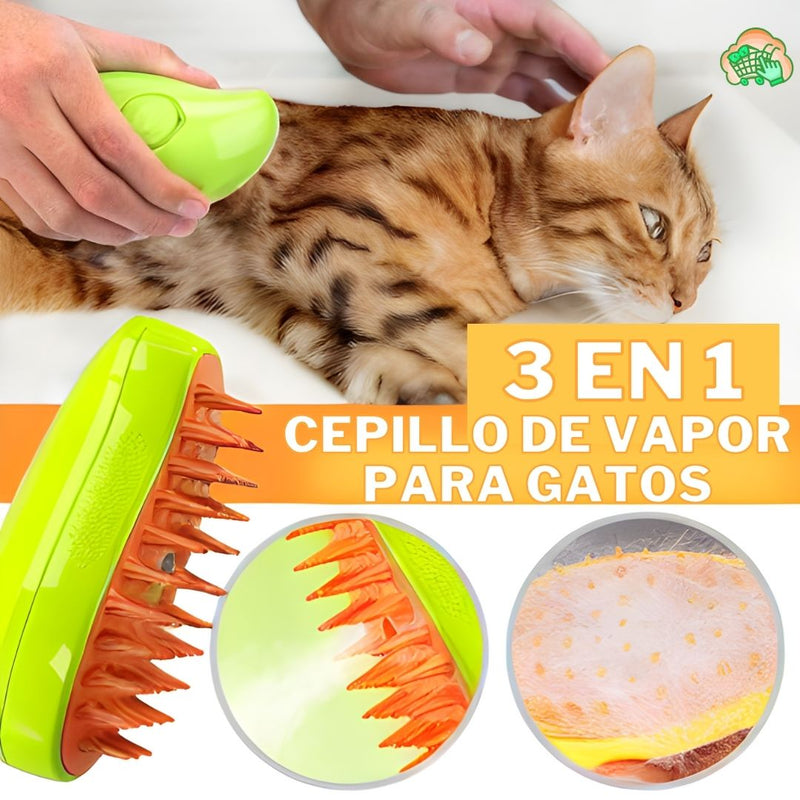 Cepillo Vaporizador Mascotas 3 en 1