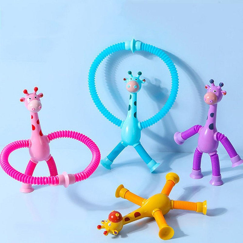 Ventosa infantil brinquedo pop-up telescópico girafa tubo de compressão compressão brinquedo de ansiedade brinquedo de compressão infantil
