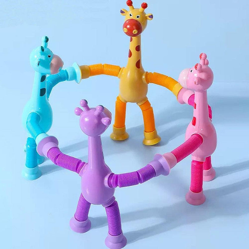 Ventosa infantil brinquedo pop-up telescópico girafa tubo de compressão compressão brinquedo de ansiedade brinquedo de compressão infantil