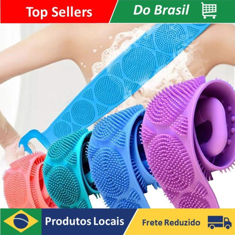 Esponja Silicone Massageadora Escova Banho Lava Corpo Todo Bucha Esfoliação