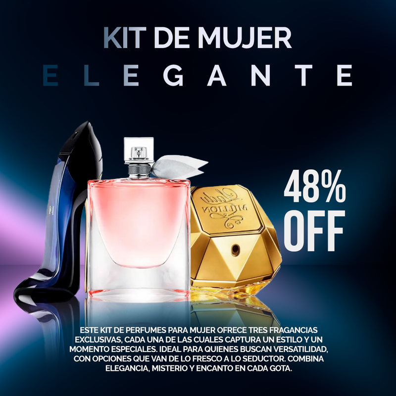 COLEÇÃO AURA FEMININA: 3 Perfumes (GoodGirl, La Vie Est Belle y Lady Million)