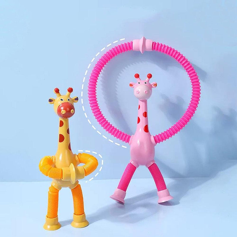 Ventosa infantil brinquedo pop-up telescópico girafa tubo de compressão compressão brinquedo de ansiedade brinquedo de compressão infantil
